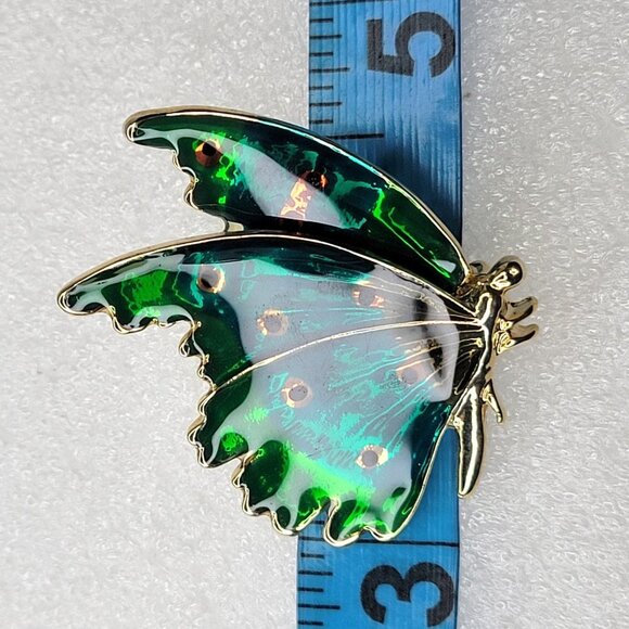Green Butterfly Brooch Pin - Picture 11 of 14